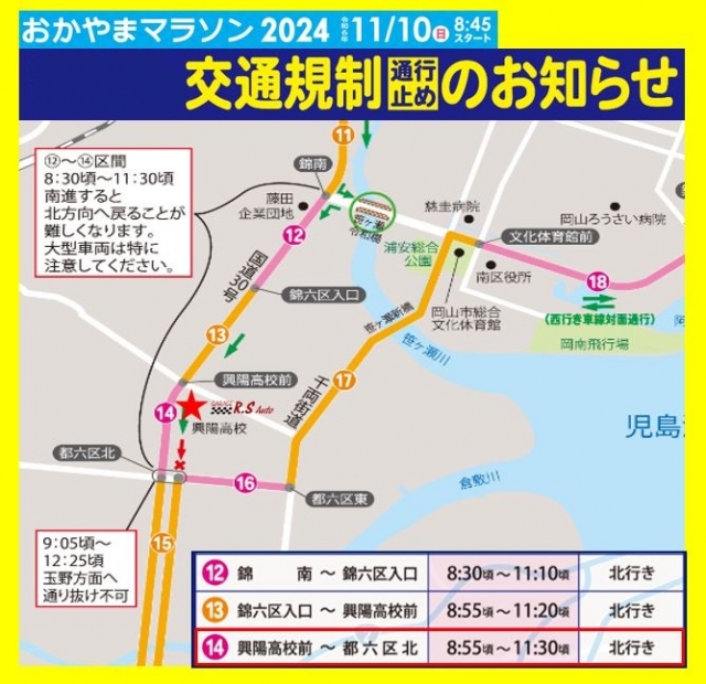 おかやまマラソンに伴う交通規制のご案内